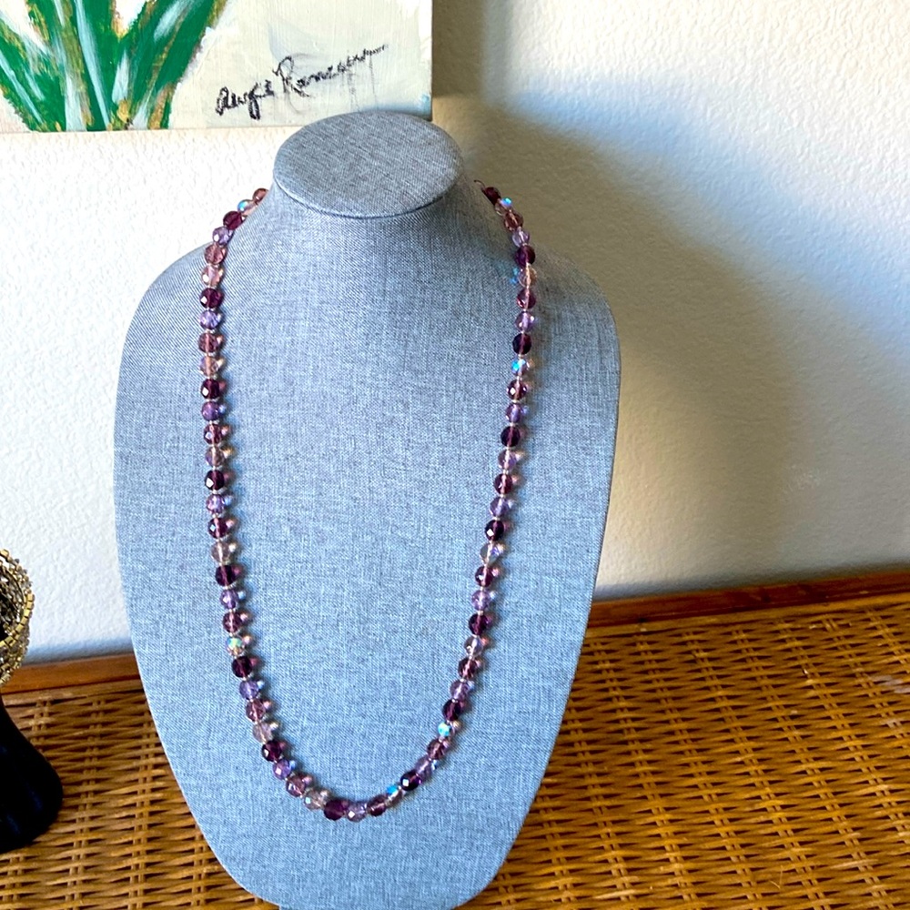 VINTAGE JOAN RIVERS LONG FACETED GLASS BEADED NECKLACE
